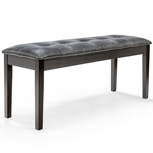 Upholstered PU Dining Bench with Padded Seat for Hallway Bedroom-Grey
