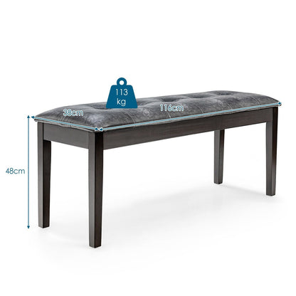 Upholstered PU Dining Bench with Padded Seat for Hallway Bedroom-Grey