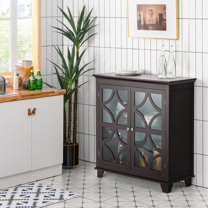 Freestanding Buffet Sideboard with Adjustable Shelf and Cabinet-Coffee