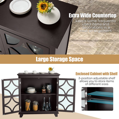 Freestanding Buffet Sideboard with Adjustable Shelf and Cabinet-Coffee