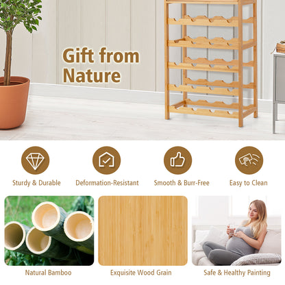 20 Bottles Bamboo Wine Bar Rack Cabinet-Natural