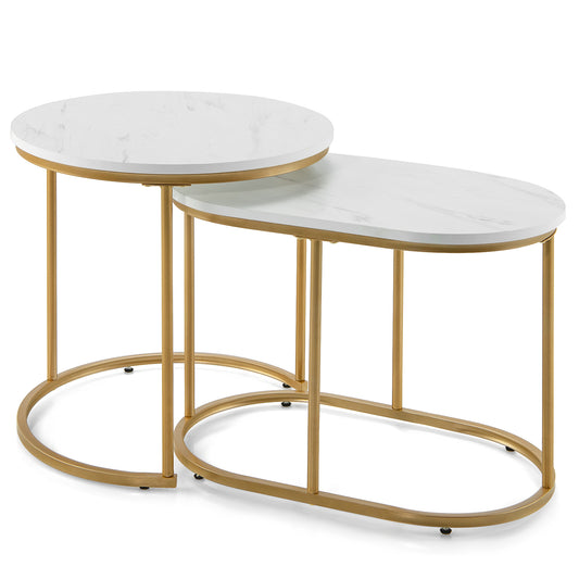 Set of 2 Modern Nesting Coffee Table for Living Room-White