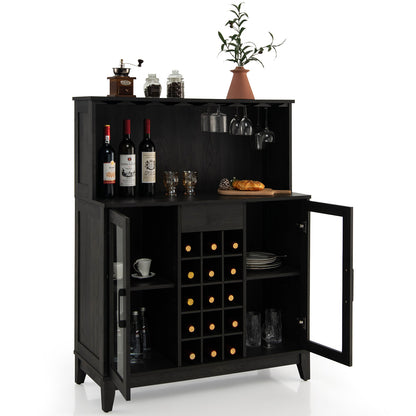 Kitchen Cabinet Sideboard Sideboard with 15 Removable Wine Rack-Black