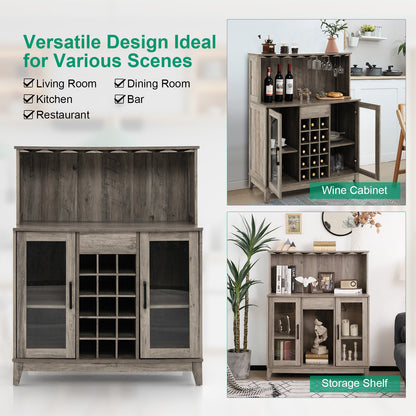 Kitchen Cabinet Sideboard Sideboard with 15 Removable Wine Rack-Grey