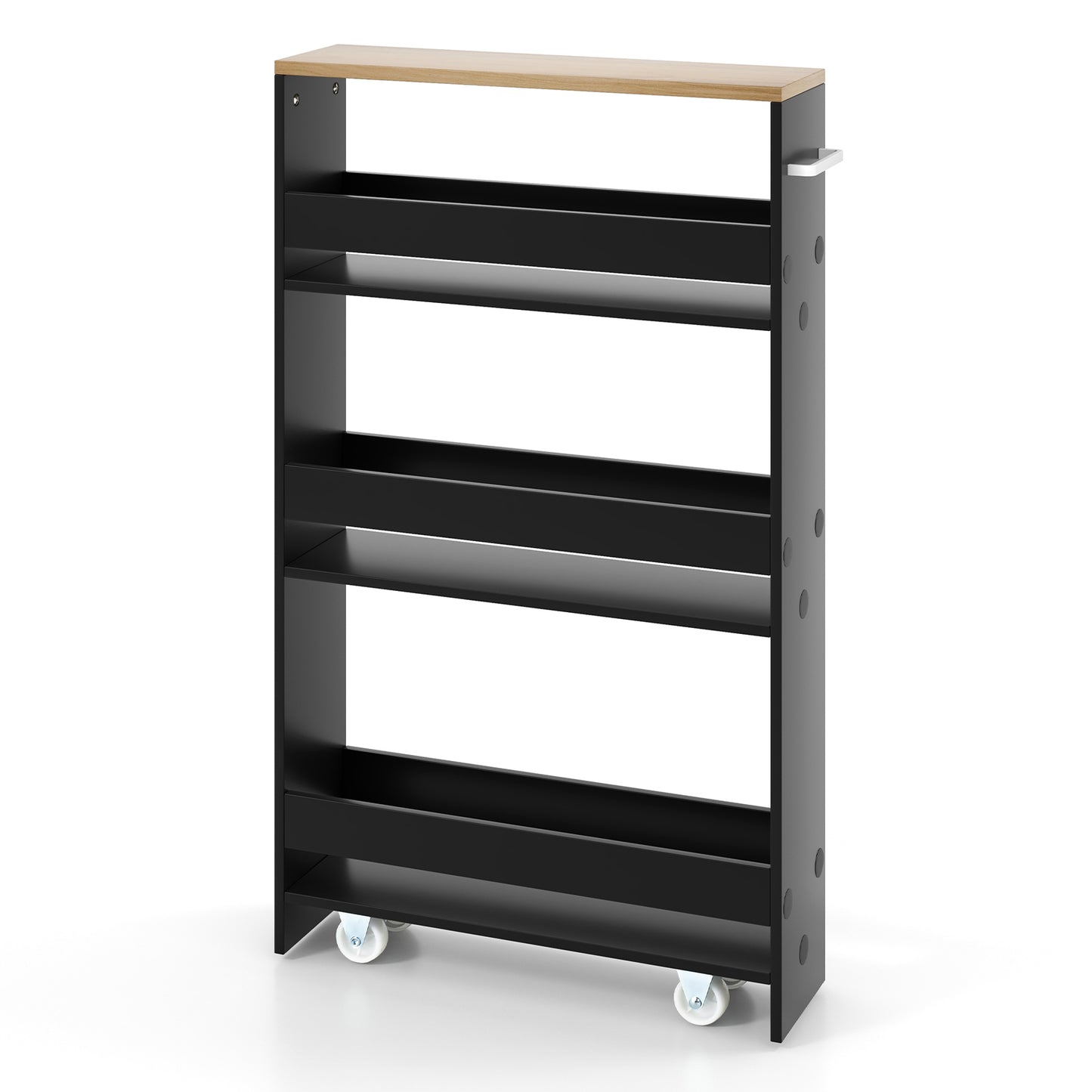 4-Tier Slide-out Rolling Slim Storage Trolley for Kitchen Dining Room-Black