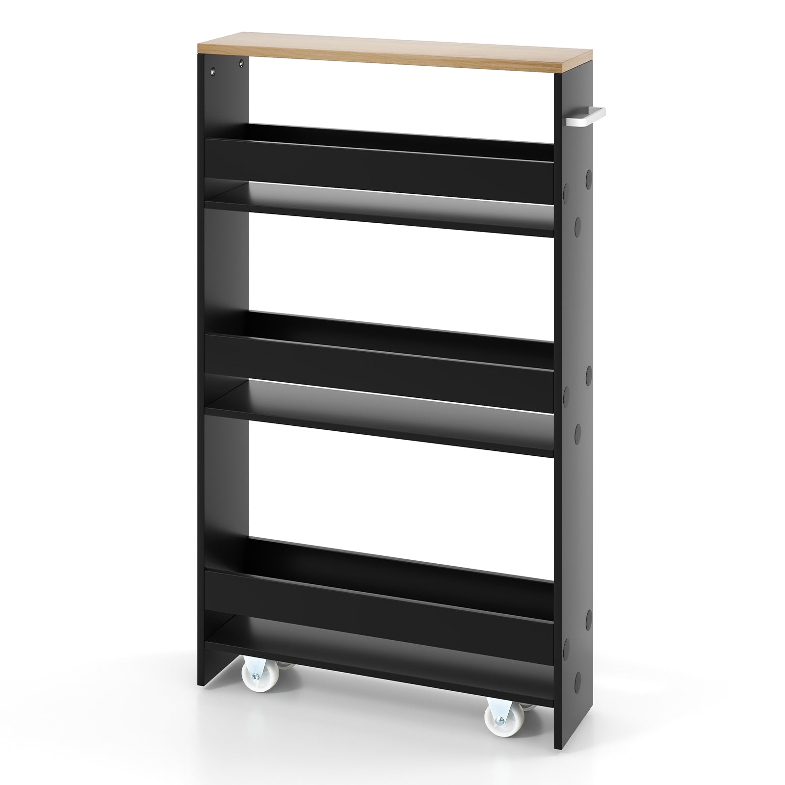 4-Tier Slide-out Rolling Slim Storage Trolley for Kitchen Dining Room-Black