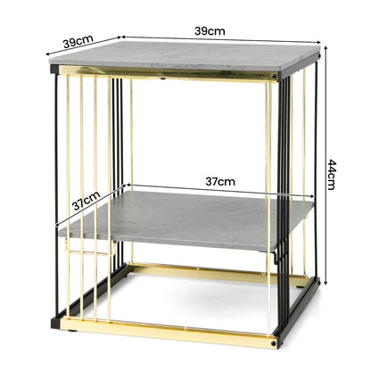 2-Tier Square Side End Table with Storage Shelf