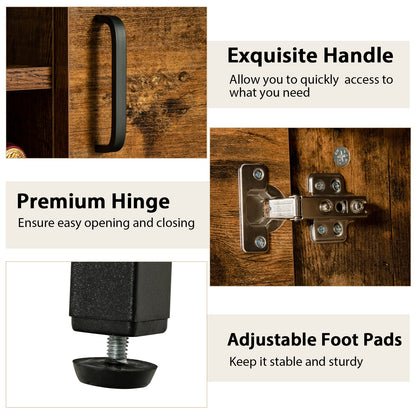 Freestanding Kitchen Cupboard with Wine Rack-Rustic Brown