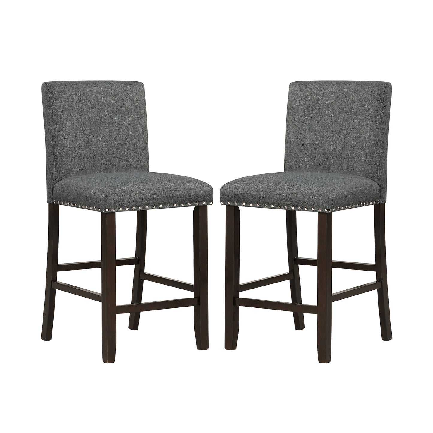 Upholstered Bar Stool Set of 2 for Dining Room Kitchen Restaurant-Grey