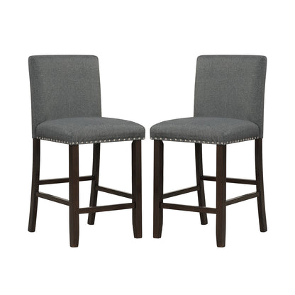 Upholstered Bar Stool Set of 2 for Dining Room Kitchen Restaurant-Grey