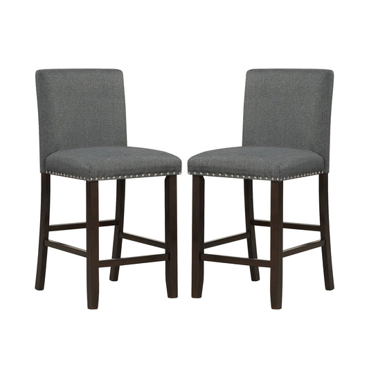 Upholstered Bar Stool Set of 2 for Dining Room Kitchen Restaurant-Grey