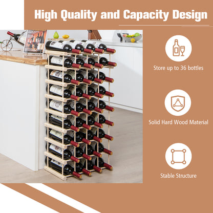 36-Bottle Wine Rack for Home Bar Pantry
