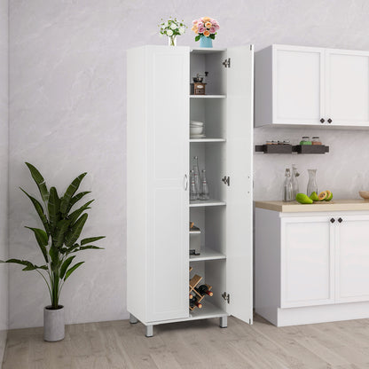 187cm Tall Kitchen Cupboard with Adjustable Shelves-White