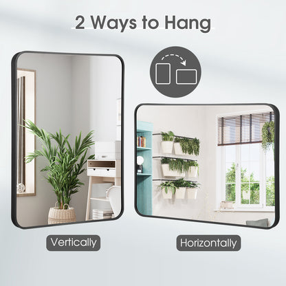 Metal Frame Rectangular Wall Mirror for Bedroom Living Room Entryway-Black