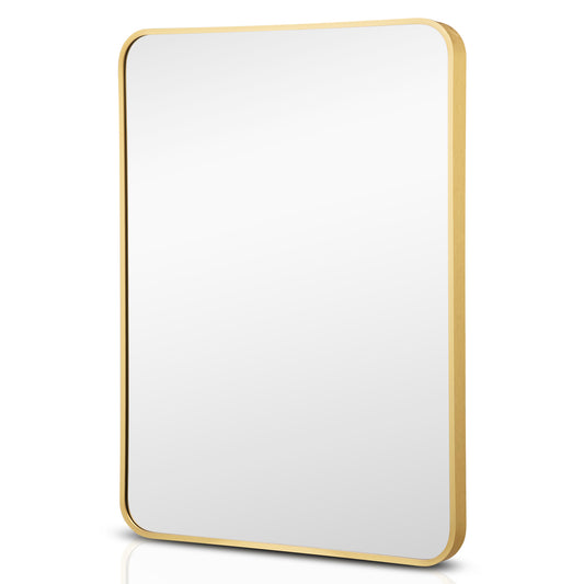 Metal Frame Rectangular Wall Mirror for Bedroom Living Room Entryway-Golden