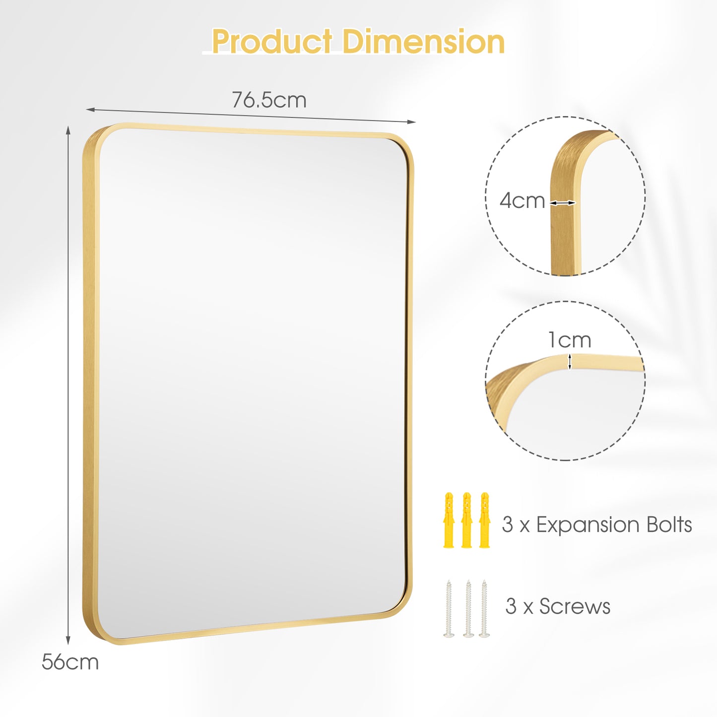 Metal Frame Rectangular Wall Mirror for Bedroom Living Room Entryway-Golden