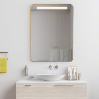Metal Frame Rectangular Wall Mirror for Bedroom Living Room Entryway-Golden
