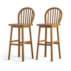 Wood Counter Height Chair Set of 2 with mid-back for Bar Kitchen-29 Inches