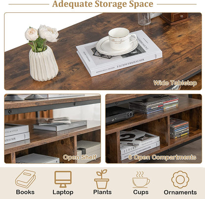 Wooden Cocktail Center Table with Storage Shelf for Living Room