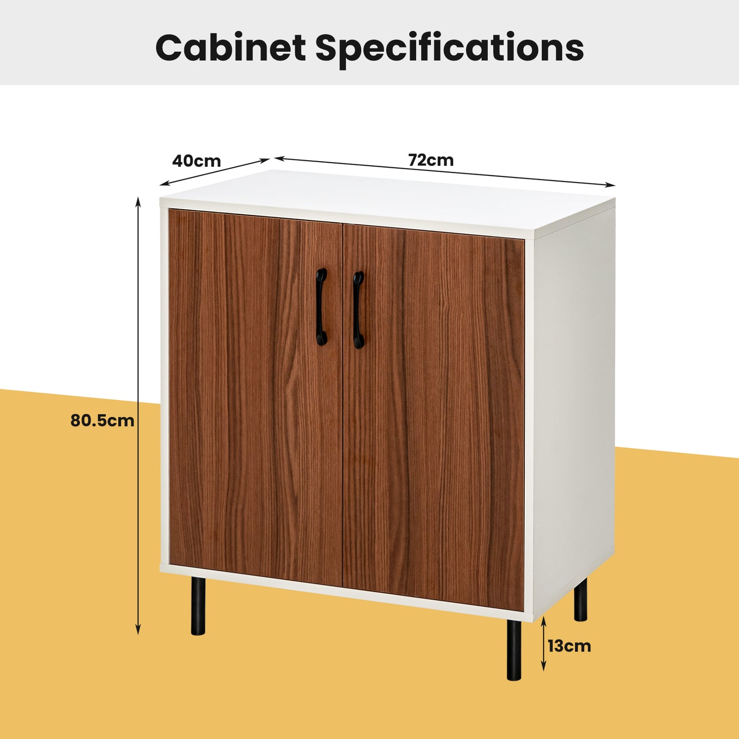 Wooden Storage Cabinet with Adjustable Shelf and Anti-toppling Devices-Walnut