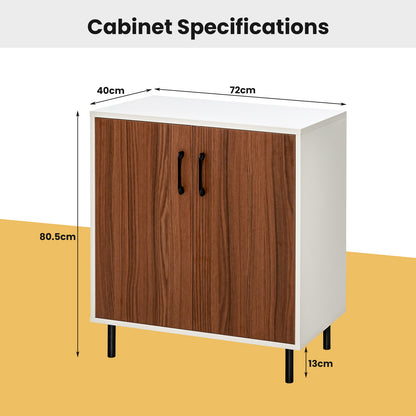Wooden Storage Cabinet with Adjustable Shelf and Anti-toppling Devices-Walnut