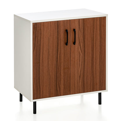 Wooden Storage Cabinet with Adjustable Shelf and Anti-toppling Devices-Walnut