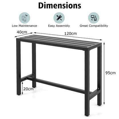 120/140 x 40cm Outdoor Bar Table with Adjustable Foot Pads-M
