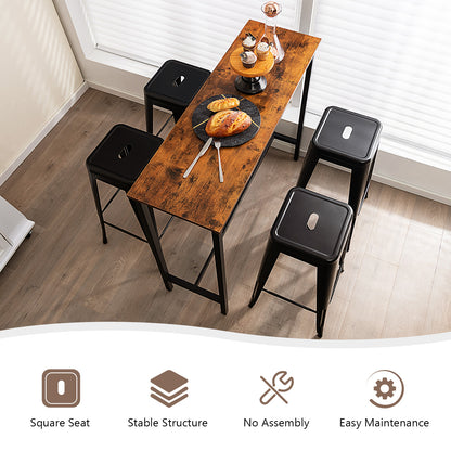 Metal Stools with Square Seat and Handling Hole for Kitchen-Black