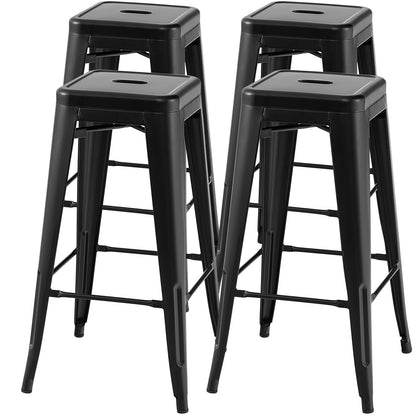 Metal Stools with Square Seat and Handling Hole for Kitchen-Black