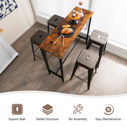 Metal Stools with Square Seat and Handling Hole for Kitchen-Gun