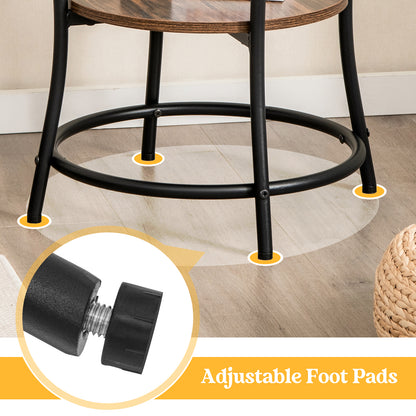 2-Tier Round End Table with Open Storage Shelf and Metal Frame-Brown