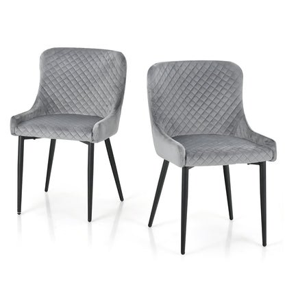 Set of 2 Armless Dining Chairs with Adjustable Foot Pads-Grey
