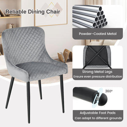 Set of 2 Armless Dining Chairs with Adjustable Foot Pads-Grey