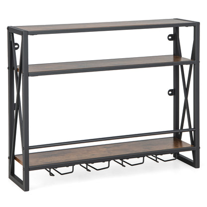 Metal Hanging Wine Bottle Holder Heavy Duty for Home Bar-3-Tier