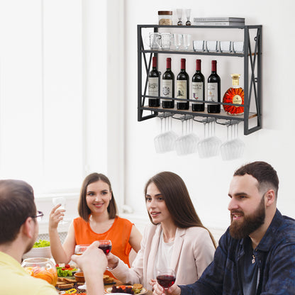 Metal Hanging Wine Bottle Holder Heavy Duty for Home Bar-3-Tier