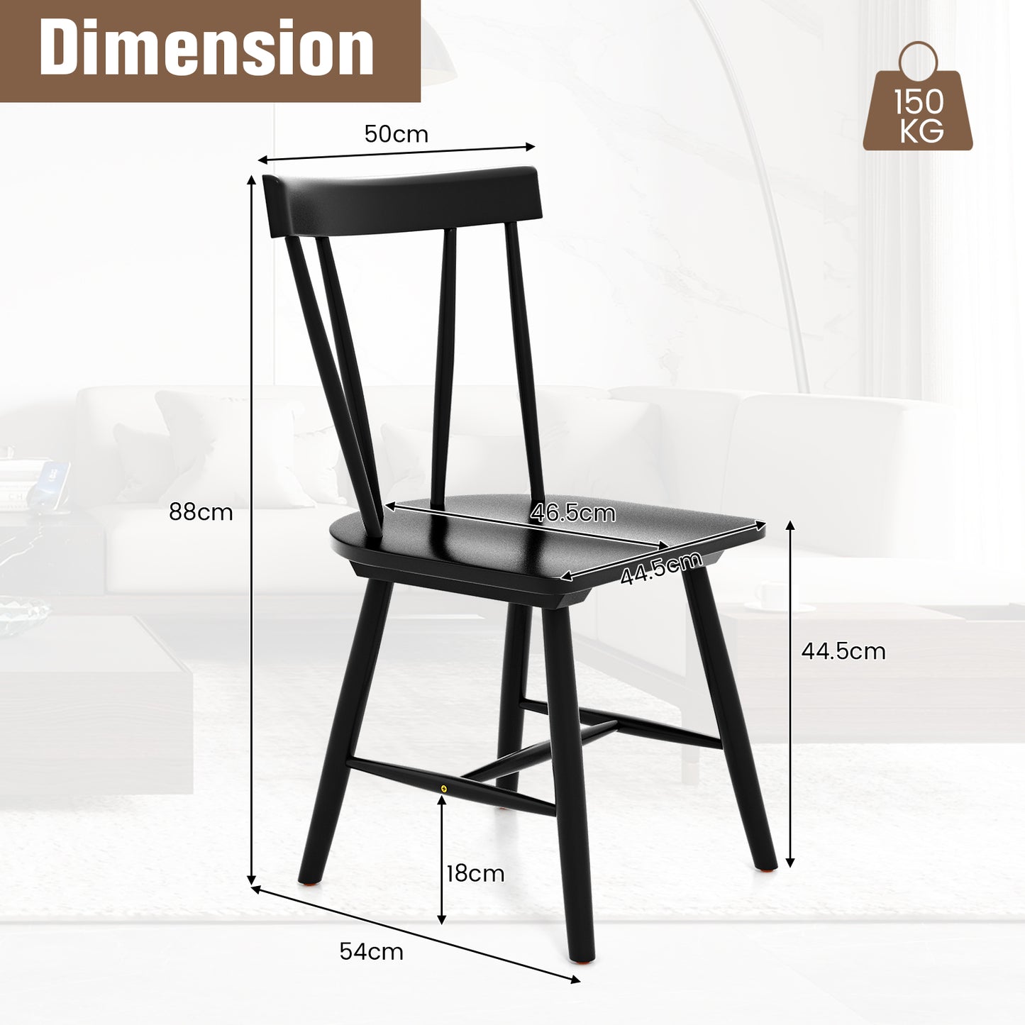 Set of 2 Windsor Chairs-Black
