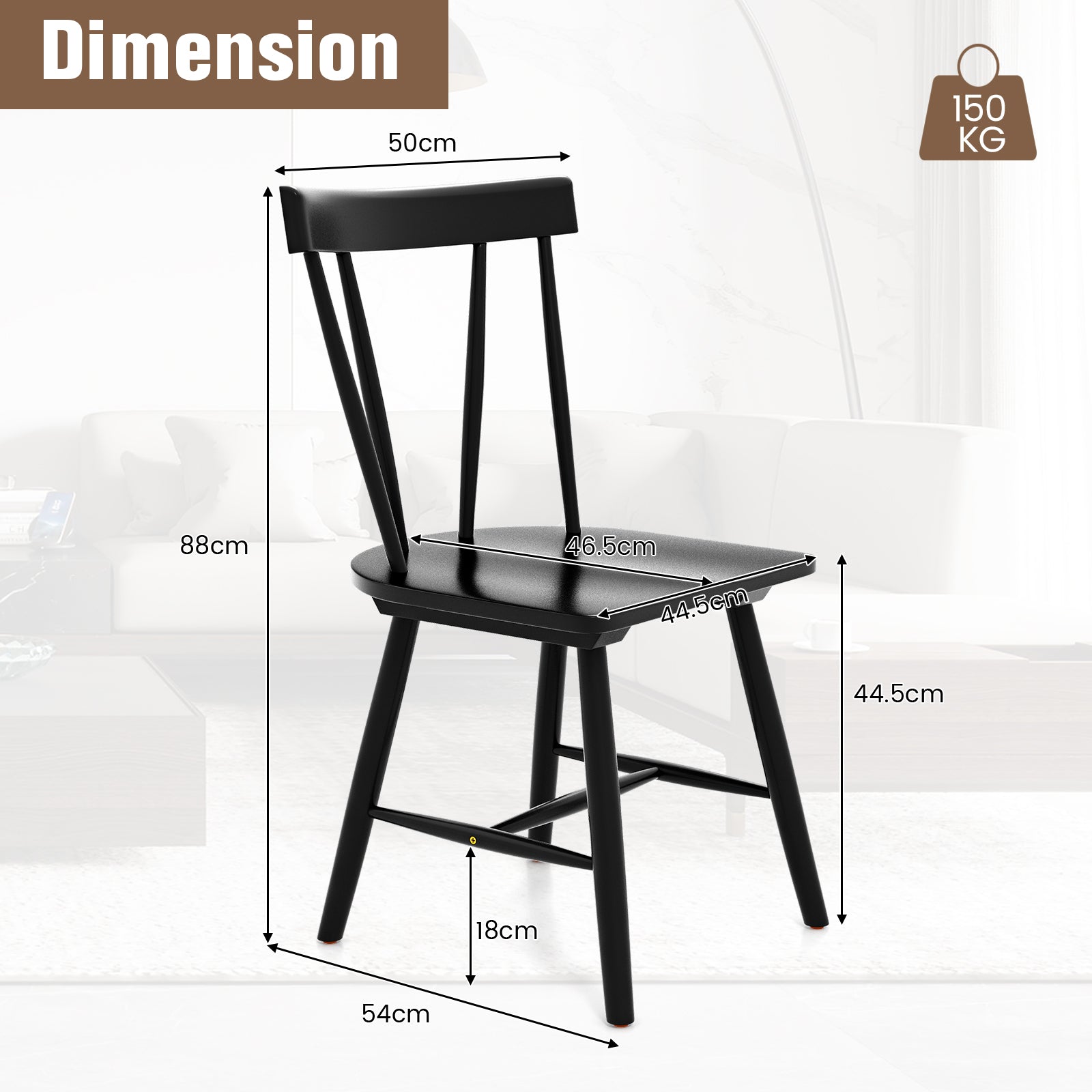 Set of 2 Windsor Chairs-Black