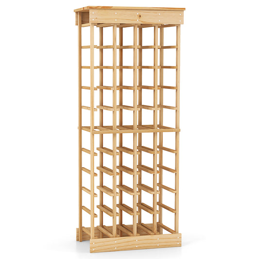 Natural Wood Wine Display Shelves with Tabletop