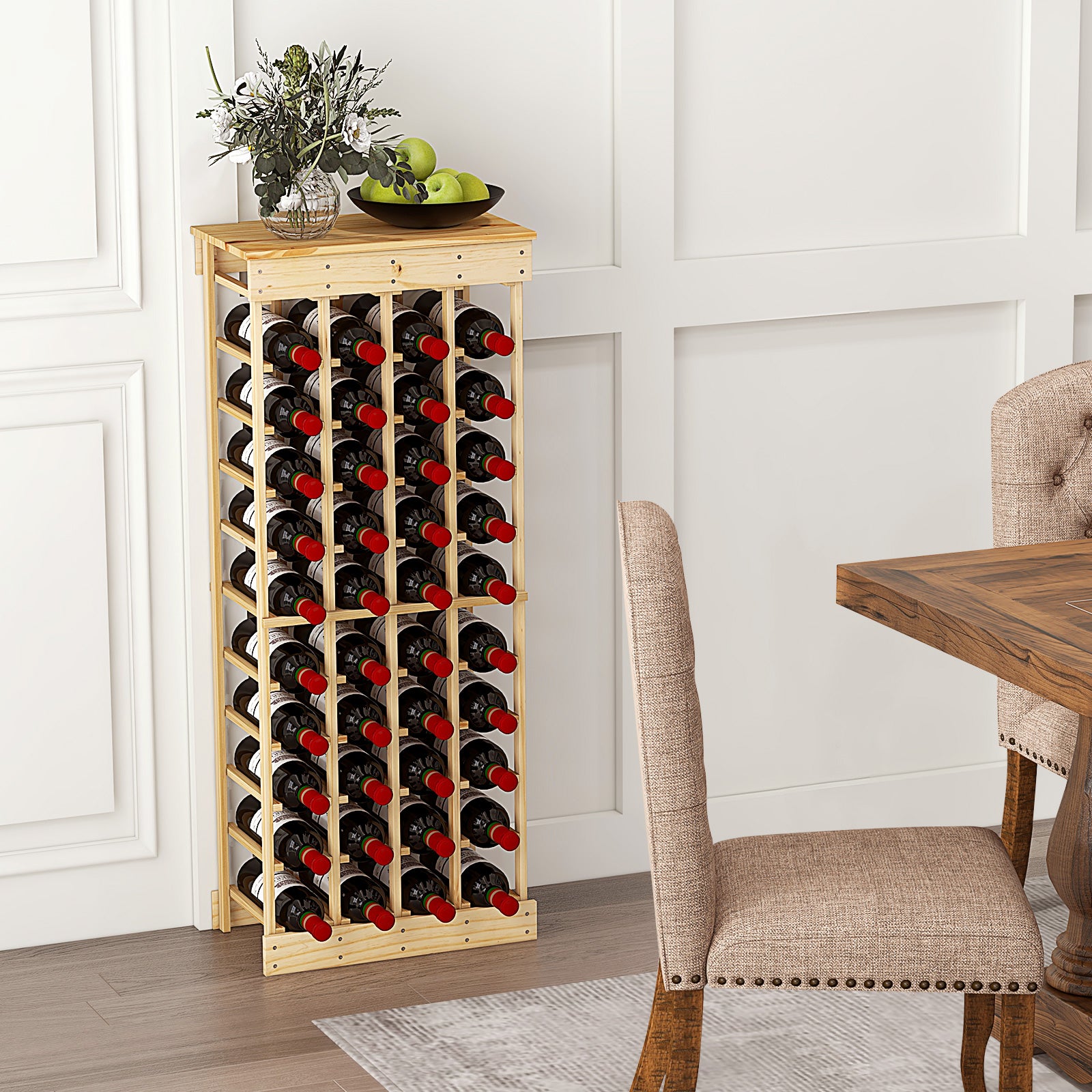 Natural Wood Wine Display Shelves with Tabletop