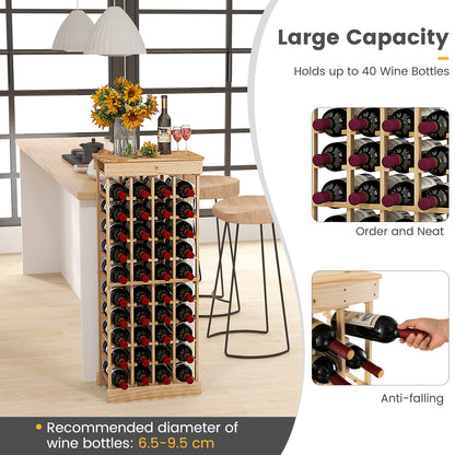 Natural Wood Wine Display Shelves with Tabletop