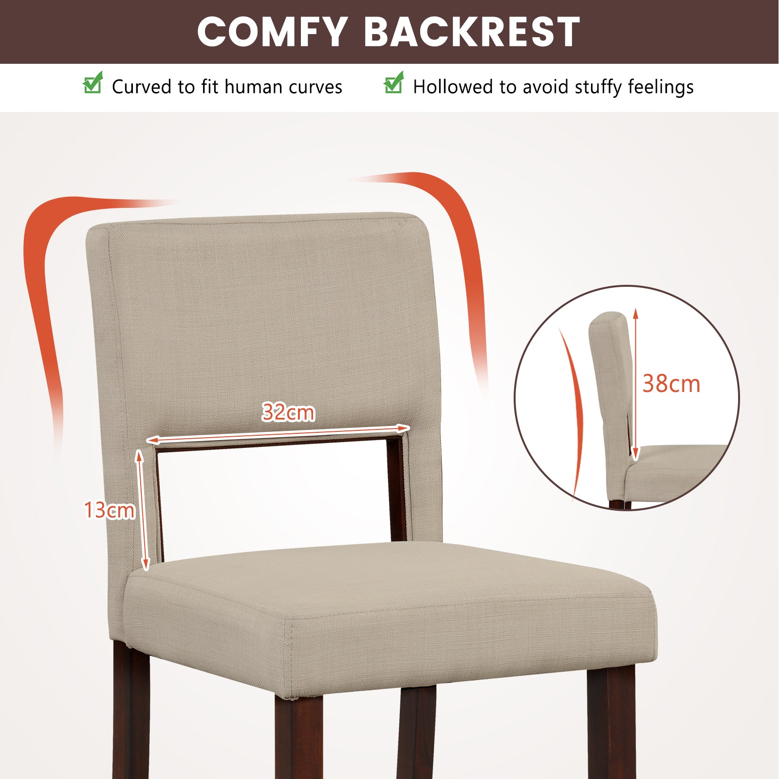 2-Piece Bar Chair Set-Beige
