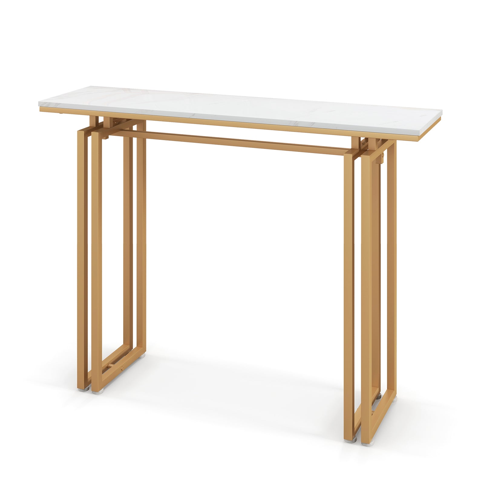 Modern Faux Marble Top Entryway Table with Heavy-duty Metal Frame-Golden
