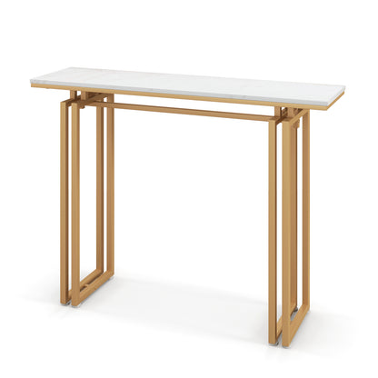 Modern Faux Marble Top Entryway Table with Heavy-duty Metal Frame-Golden