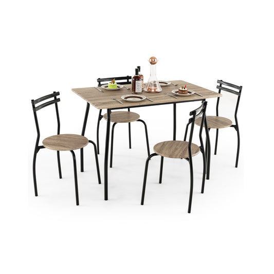 5-Piece Dining Table Set for 4 Persons-Natural