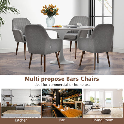 Set of 2 Leisure Chairs with Rubber Wood Legs-Grey