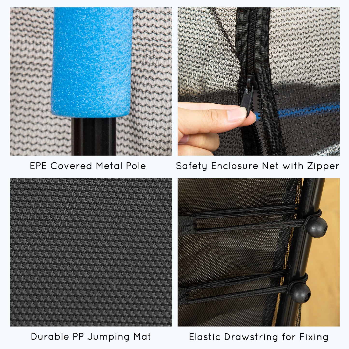 HOMCOM 5.2FT / 63 Inch Kids Trampoline With Enclosure Net Mini Indoor Outdoor Trampolines for Child Toddler Age 3 - 10 Years Blue