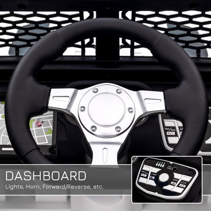 HOMCOM 12V Battery-powered 2 Motors Kids Electric Ride On Car Truck Off-road Toy with Parental Remote Control Horn Lights for 3-6 Years Old White