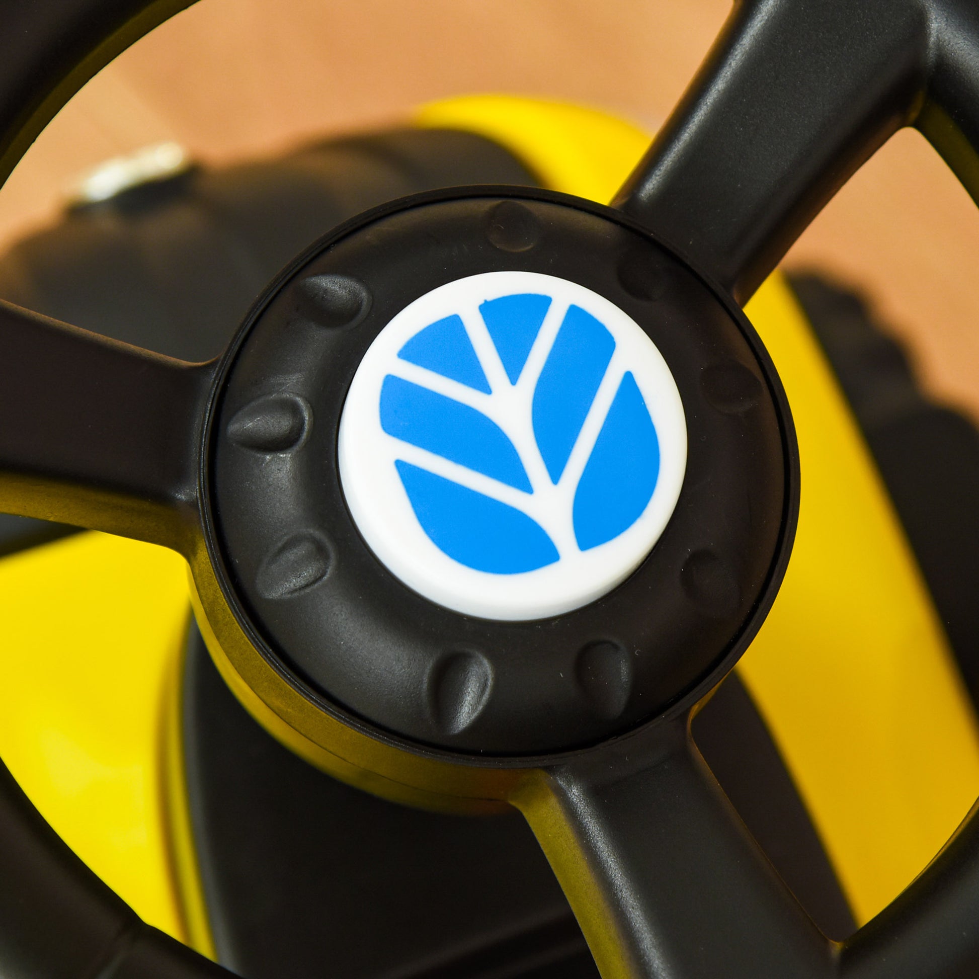 HOMCOM Compatible Baby Toddler Sliding Car NEW HOLLAND Licensed Foot to Floor Slider w/ Horn Storage Big Steering Wheel for 12-36 Months Yellow