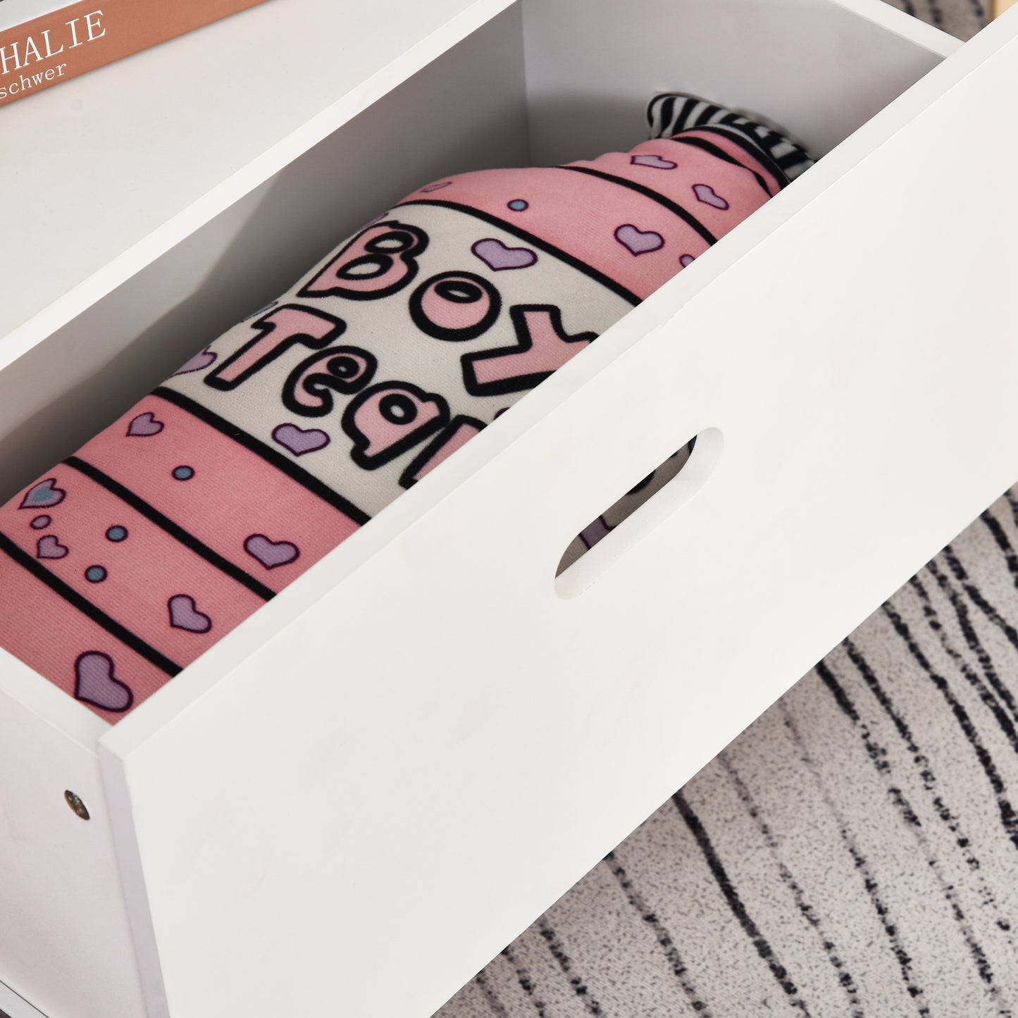 HOMCOM Kids MDF 5-Tier Bookshelf w/ Drawer White/Blue