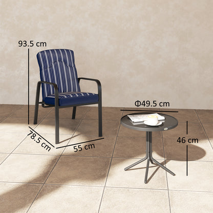 Outsunny Three-Piece Reclining Chair Set - Blue